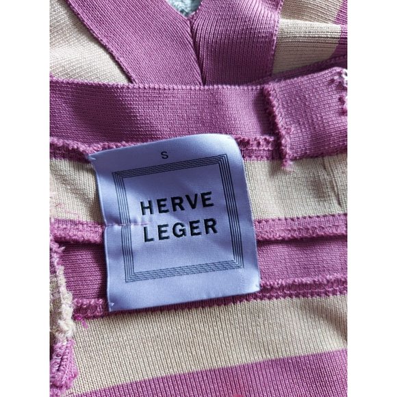 HERVE LEGER Purple Grey Halter V Neck Bodycon Sleeveless Dress SP - Picture 8 of 10